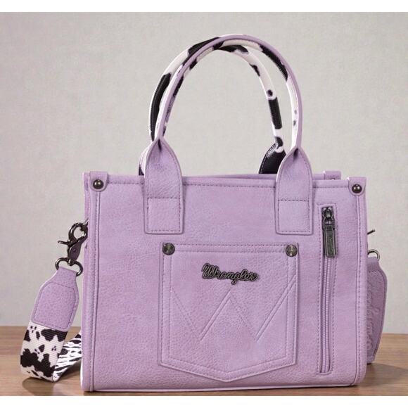 Wrangler Cow Print Purple Tote/Crossbody Bag *NEW w/ Tag & Dustbag* - Picture 3 of 5